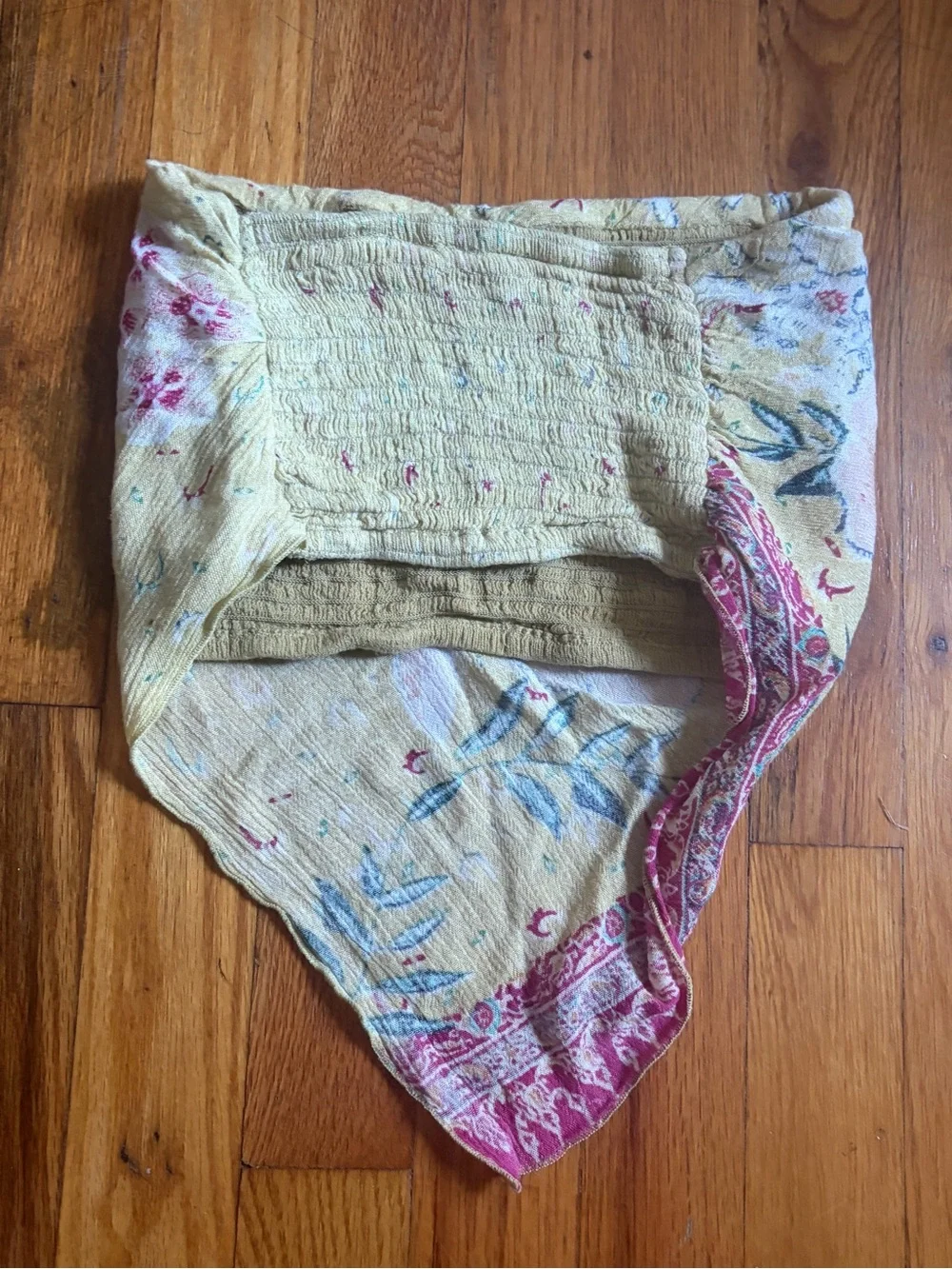 Free People Yellow Floral Bandana Crop Top with Pink Accents